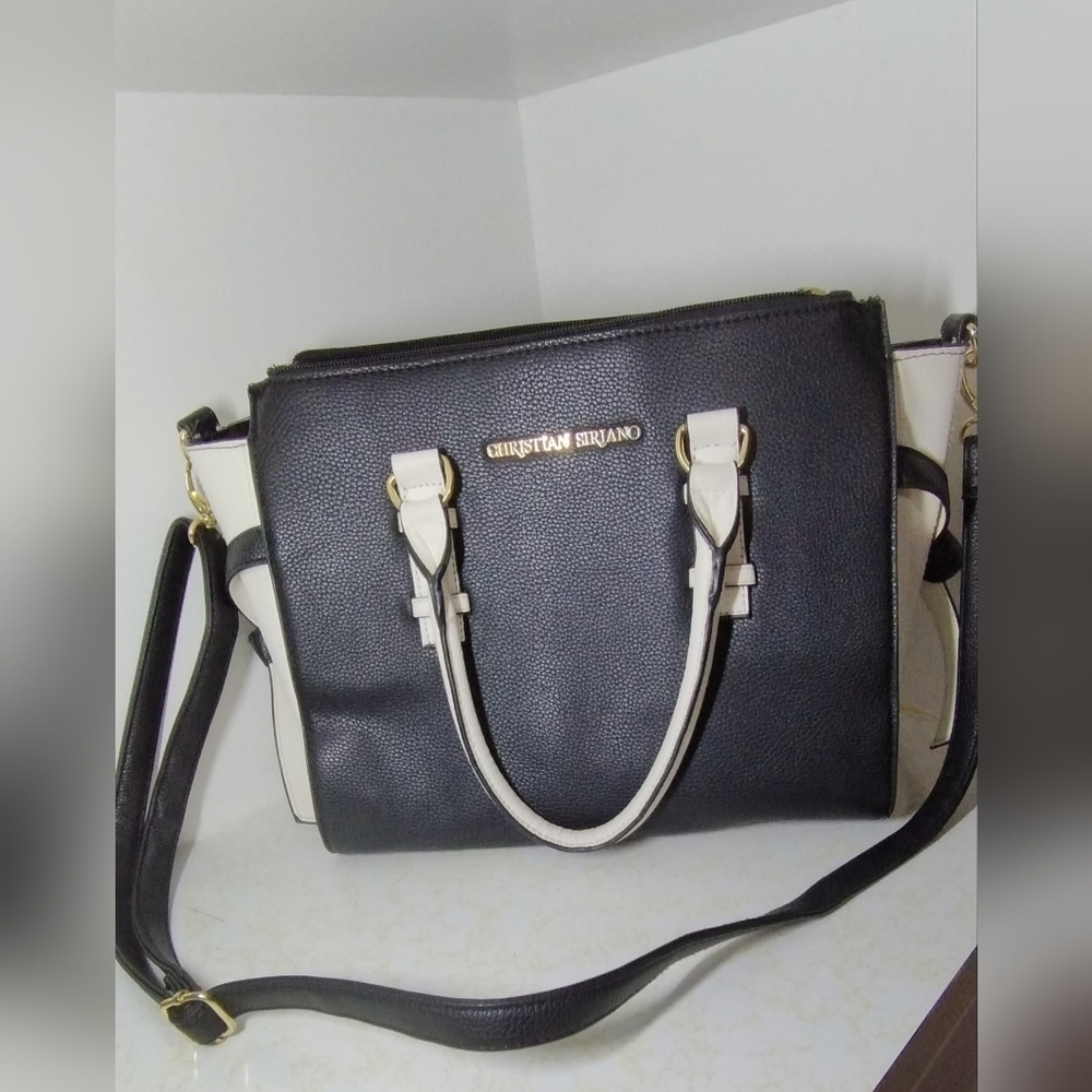 Christian Siriano Shoulder Tote Handbag, Black and White